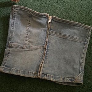 Zara zip-up denim tube top